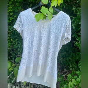 Lace detail scoop neck blouse